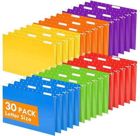30 حزمة من مجلدات الملفات المعلقة، مجلدات ملفات بحجم الحروف مع علامات تبويب قابلة للتعديل، ألوان متنوعة مصممة للملفات الضخمة، المخططات الطبية، ابق منظمًا لمنزلك ومكتبك in Kuwait