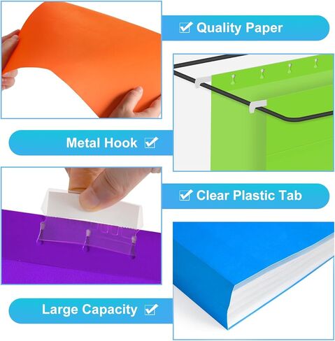 30 حزمة من مجلدات الملفات المعلقة، مجلدات ملفات بحجم الحروف مع علامات تبويب قابلة للتعديل، ألوان متنوعة مصممة للملفات الضخمة، المخططات الطبية، ابق منظمًا لمنزلك ومكتبك in Kuwait