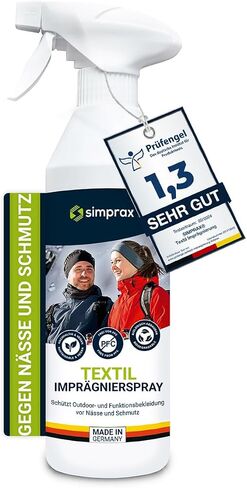 simprax® Waterproof Spray Textile Wash-In Impregnation - Eco-Friendly Waterproofing Spray for Fabric Outdoor Made In Germany | Waterproofing Spray for Washing Machine & Hand Wash in Saudi Arabia