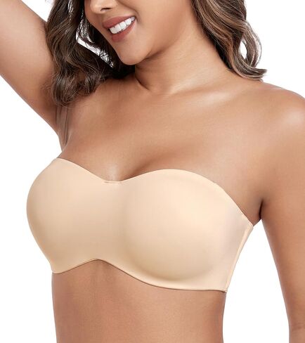 HACI Women's Unlined Strapless Bra for Plus Size Minimizer Seamless Underwire Large Bust Bandeau in Kuwait