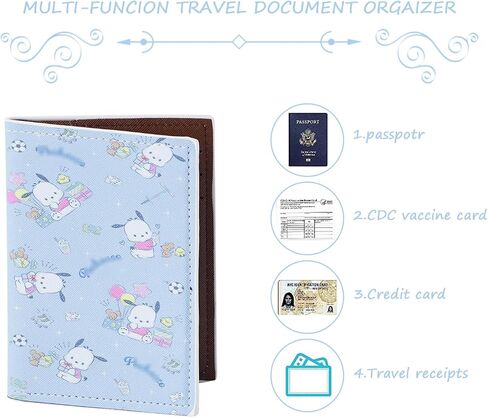 Cartoon Leather Passport Holder with Luggage Tag Cute Cat Passport Cover with Sticker, Travel Documents Organizer Protector (passport-pqg) in Saudi Arabia