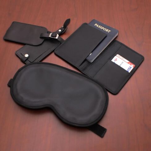 Dacasso Office Includes Two Black Leather Luggage Tags, 1 Passport Holder and 1 Sleep mask in Saudi Arabia