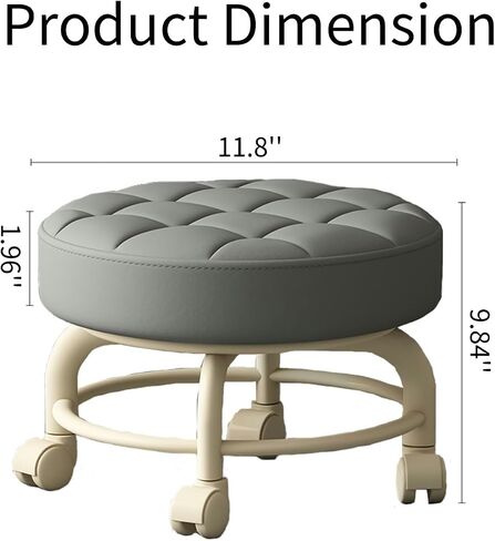 Low Height Rolling Stool with Wheels Heavy Duty Rolling Stools 360 Degree Rotating for Home Cleaning Garage Fix Stool Outdoor Office Working Flooring Cleaning (Grey) in Saudi Arabia