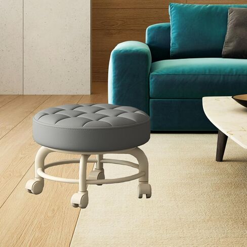 Low Height Rolling Stool with Wheels Heavy Duty Rolling Stools 360 Degree Rotating for Home Cleaning Garage Fix Stool Outdoor Office Working Flooring Cleaning (Grey) in Saudi Arabia