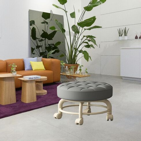 Low Height Rolling Stool with Wheels Heavy Duty Rolling Stools 360 Degree Rotating for Home Cleaning Garage Fix Stool Outdoor Office Working Flooring Cleaning (Grey) in Saudi Arabia