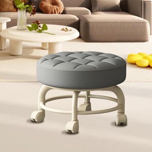 Low Height Rolling Stool with Wheels Heavy Duty Rolling Stools 360 Degree Rotating for Home Cleaning Garage Fix Stool Outdoor Office Working Flooring Cleaning (Grey) in Saudi Arabia