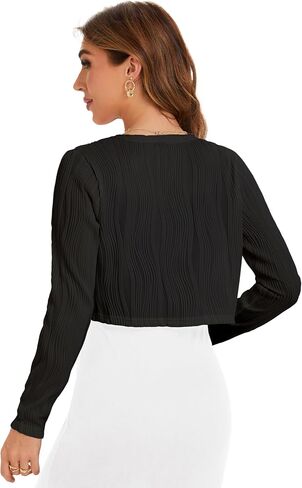 BENANCY Women's Long Sleeve Ribbed Cropped Cardigan Sweaters Open Front Bolero Short Shrugs in Saudi Arabia