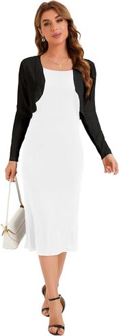 BENANCY Women's Long Sleeve Ribbed Cropped Cardigan Sweaters Open Front Bolero Short Shrugs in Saudi Arabia