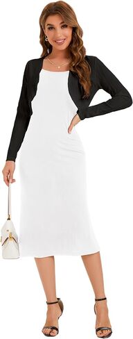 BENANCY Women's Long Sleeve Ribbed Cropped Cardigan Sweaters Open Front Bolero Short Shrugs in Saudi Arabia