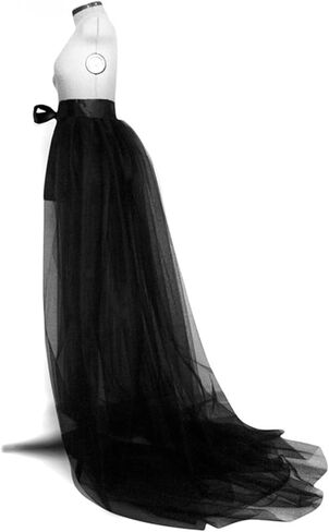 Womens Long Tulle Tutu Skirts Y2k High Waist Sheer Mesh Dress Bandage Overskirt for Wedding, Party, Cocktail, Prom in Kuwait