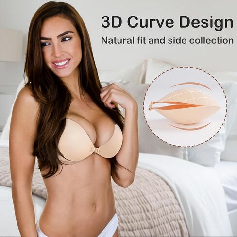 حمالات صدر مثبتة - 4 أزواج من حمالة صدر سيليكون غير مرئية لاصقة بدون ظهر للنساء مع زوجين من أغطية الحلمات in Kuwait