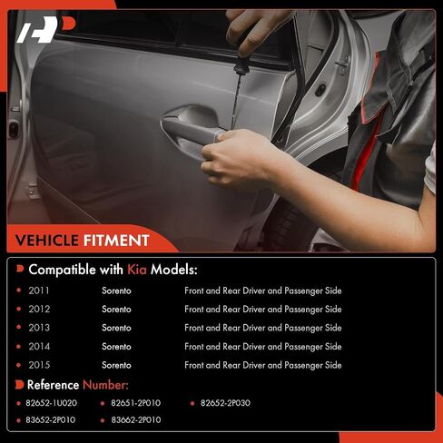 مقبض باب خارجي من جانب الراكب الخلفي ممتاز متوافق مع Kia Sorento 2011 2012 2013 2014 2015، كروم، استبدال # 83662-2P010، 836622P010 in Saudi Arabia