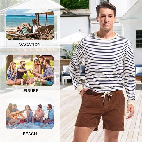 AMY COULEE Mens Corduroy Shorts 5.5" Elastic Waist Casual Shorts Summer Beach Shorts with Pockets in Saudi Arabia