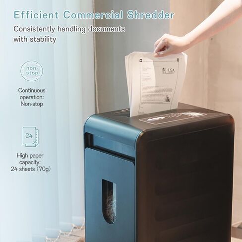 24-Sheet Heavy Duty Paper Shredder: Non-Stop Commercial Grade Shredder for Office Home P4 Level Security Cross-Cut Shredder CD/DVD/Card/Staple/Clip with 11 Gal Pull Out Bin, Wheels in Saudi Arabia