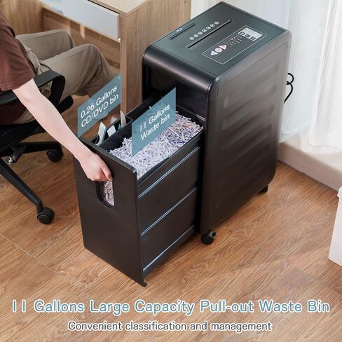 24-Sheet Heavy Duty Paper Shredder: Non-Stop Commercial Grade Shredder for Office Home P4 Level Security Cross-Cut Shredder CD/DVD/Card/Staple/Clip with 11 Gal Pull Out Bin, Wheels in Saudi Arabia