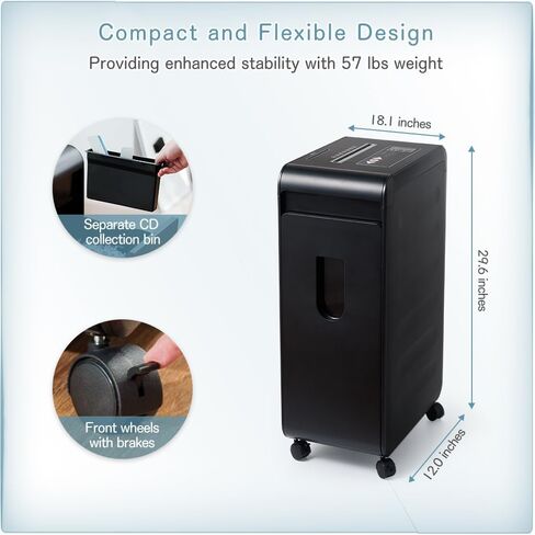 24-Sheet Heavy Duty Paper Shredder: Non-Stop Commercial Grade Shredder for Office Home P4 Level Security Cross-Cut Shredder CD/DVD/Card/Staple/Clip with 11 Gal Pull Out Bin, Wheels in Saudi Arabia