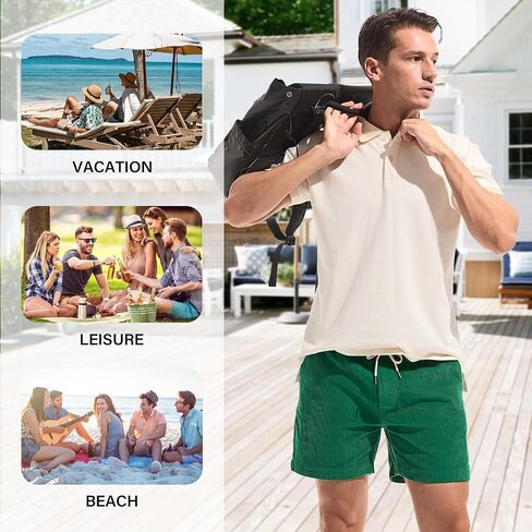 AMY COULEE Mens Corduroy Shorts 5.5" Elastic Waist Casual Shorts Summer Beach Shorts with Pockets in Saudi Arabia
