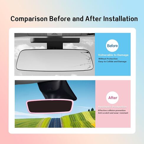 2PCS for 2017-2023 Tesla Model 3/2021-2024 Tesla Model Y Central Navigation Screen Protector Decorative Frame and Mirror Silicone Protective Cover Interior Accessories (Pink) in Kuwait