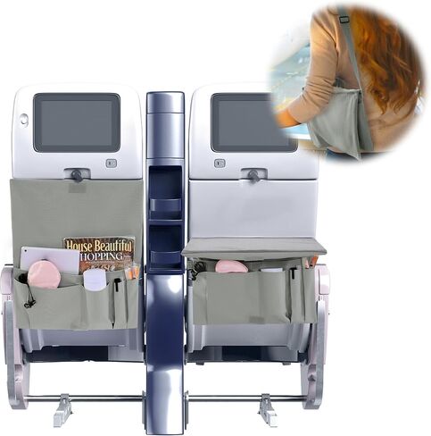 Airplane Pocket Organizer with Tray Table Cover Foldable In Flight Seat Back Organizer Bag Hand-carry or cross-body carry Seat Back Organizer & Storage for Personal Items in Saudi Arabia