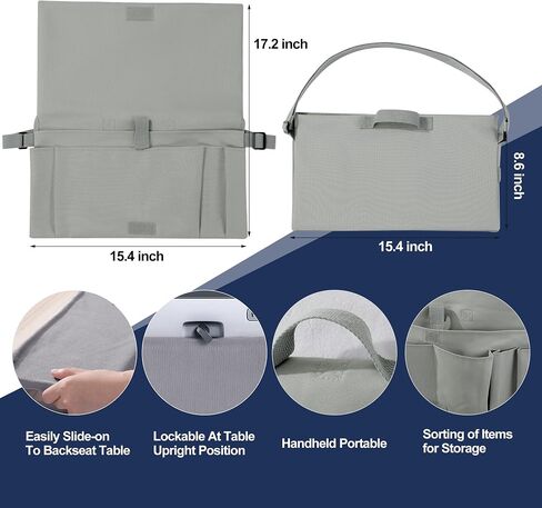 Airplane Pocket Organizer with Tray Table Cover Foldable In Flight Seat Back Organizer Bag Hand-carry or cross-body carry Seat Back Organizer & Storage for Personal Items in Saudi Arabia