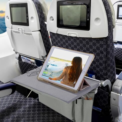 Airplane Pocket Organizer with Tray Table Cover Foldable In Flight Seat Back Organizer Bag Hand-carry or cross-body carry Seat Back Organizer & Storage for Personal Items in Saudi Arabia
