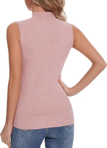 Sleeveless Mock Neck Tops for Women Soft Slim Fit Knit Vest Tops in Saudi Arabia