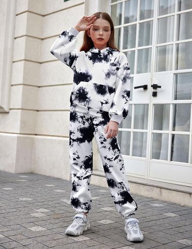 Arshinet Girls 2 Piece Outfits Hoodie Sweatsuit Sets Oversized Sweatshirt and Baggy Fall Fashion Sweatpant with Pockets in Saudi Arabia
