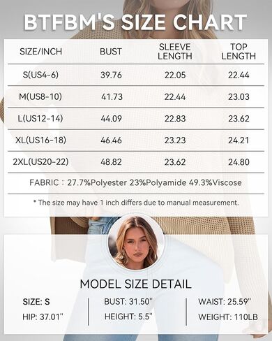 BTFBM Casual Women Fall Sweater 2024 Long Sleeve Ribbed Knit Pullover Loose Crewneck Split Cozy Sweater in Saudi Arabia