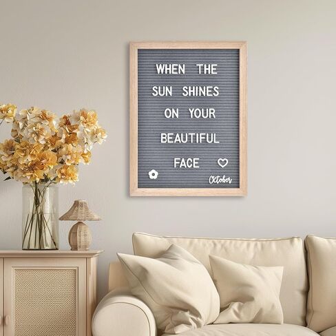 Felt Letter Board with 402 Letters, Numbers & Symbols - 12 x 16 inch Large Changeable Message Board with Wooden Frame Wall Mount Hook,2 Canvas Bags,Wood Stand (Black Board & Wood Frame) in Saudi Arabia