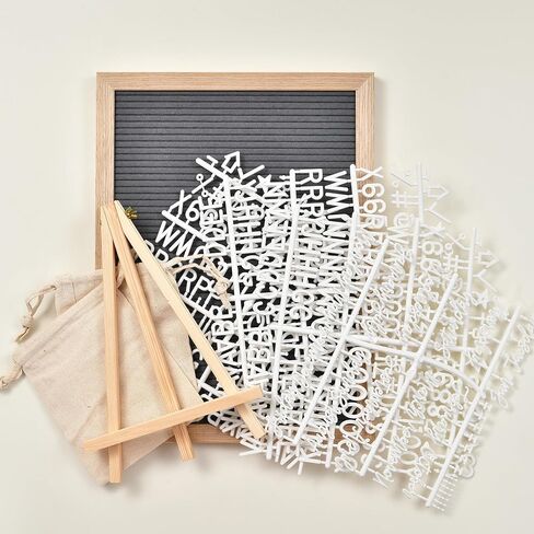 Felt Letter Board with 402 Letters, Numbers & Symbols - 12 x 16 inch Large Changeable Message Board with Wooden Frame Wall Mount Hook,2 Canvas Bags,Wood Stand (Black Board & Wood Frame) in Saudi Arabia