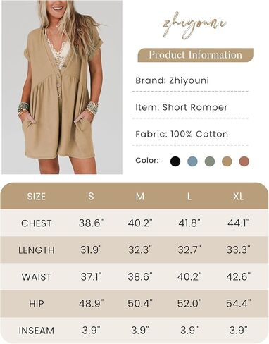 ثوب فضفاض نسائي صيفي بأكمام قصيرة من Zhiyouni فضفاض برقبة على شكل حرف V وأزرار سفلية مع جيوب in Kuwait