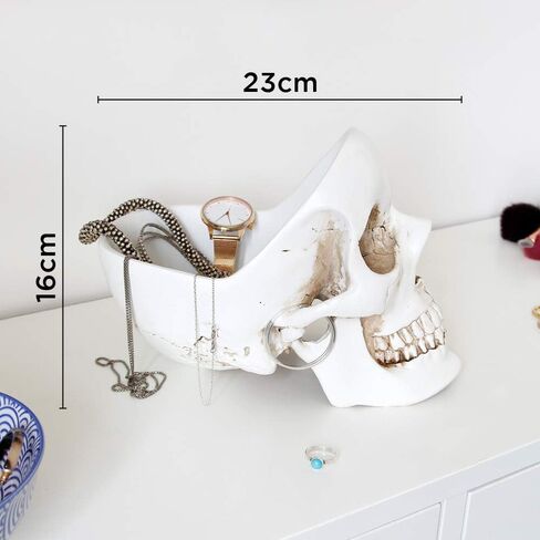 Suck UK Key Gothic Bowl | Skeleton Ring Earring Holder Skull Desktop Organizer & Goth Decor Jewelry Dish, White in Kuwait