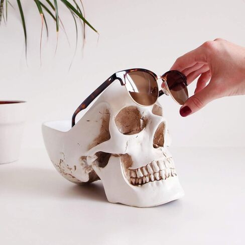 Suck UK Key Gothic Bowl | Skeleton Ring Earring Holder Skull Desktop Organizer & Goth Decor Jewelry Dish, White in Kuwait