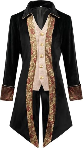 معطف يولسون للرجال من القرون الوسطى Steampunk عتيق معطف خلفي قرصان قوطي معطف فستان زي الهالوين in Saudi Arabia