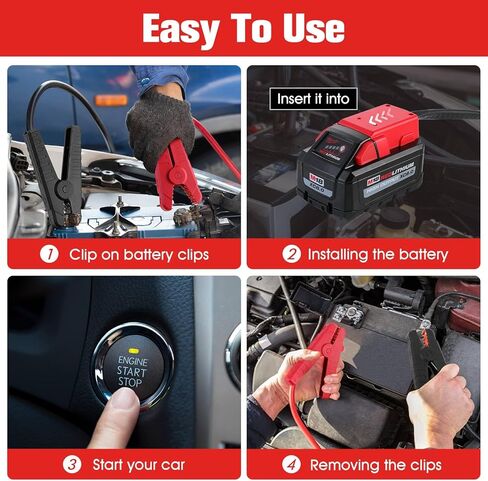 كابلات توصيل مع محول لميلووكي M18 18 فولت، 8 AWG 5.58FT بطارية محمولة كابل معزز تلقائي لبدء تشغيل السيارة باستخدام أداة in Kuwait