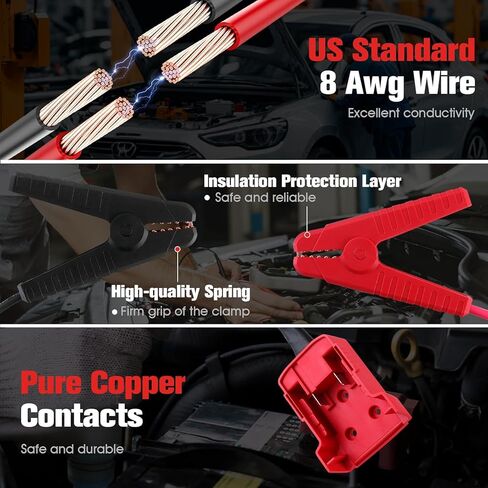 كابلات توصيل مع محول لميلووكي M18 18 فولت، 8 AWG 5.58FT بطارية محمولة كابل معزز تلقائي لبدء تشغيل السيارة باستخدام أداة in Kuwait