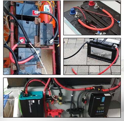 6 AWG Battery Cable 1FT 6 Gauge Pure Copper Battery Inverter Cables with 5/16 in Lugs Both Ends Power Inverter Wire Set for Automotive Solar Power Inverter Marine Boat RV Car Motorcycle (1FT) in Saudi Arabia