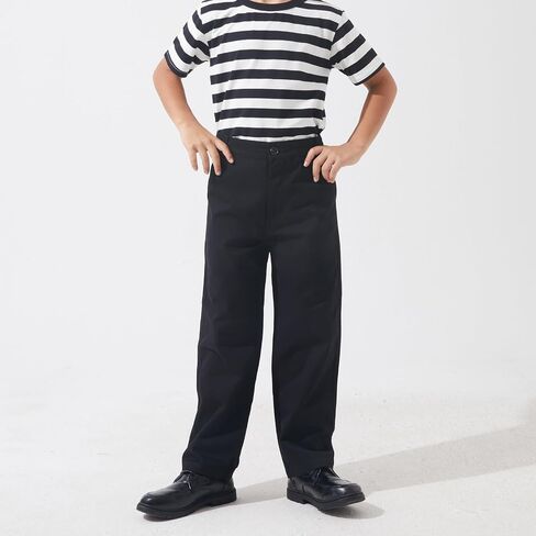 GRANDWISH Boys Chino Pants, Kids Flat Front Twill Uniform Pants, Black/Khaki/Navy, Size 6-14 (XS-XL) in Saudi Arabia