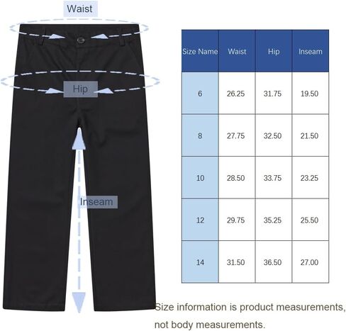 GRANDWISH Boys Chino Pants, Kids Flat Front Twill Uniform Pants, Black/Khaki/Navy, Size 6-14 (XS-XL) in Saudi Arabia