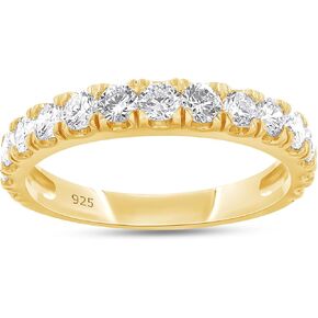 1 Carat (ctw) Half Eternity Style Ring, Lab Grown Diamond Wedding Band Ring For Women In 14k Gold Over 925 Sterling Silver Jewelry Gifts For Her (1 Ct)