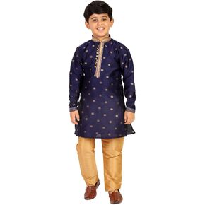 Boy's Silk Kurta Sets | Jaquard | Kids Ethnic Wear Self Design (S-174)