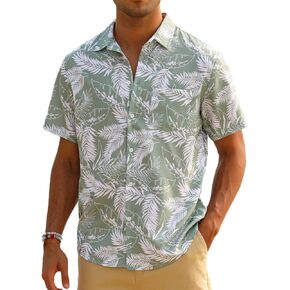 EISHOPEER Hawaiian Shirt for Men Short Sleeve Button Down Floral Tropical Holiday Beach Shirts S-3XL