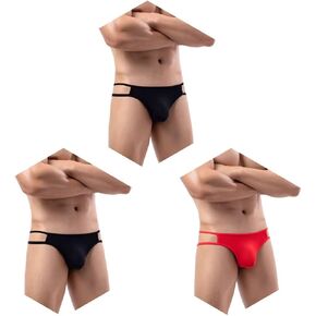 Men's Sexy Low Rise Strappy Briefs - Comfortable and Breathable Cutout Underwear 3 Pack