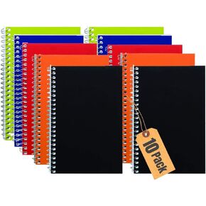 1InTheOffice Wirebound Spiral Memo Books, Memo Pads, 4" x 6", College Ruled, Small Notepad 4x6, Assorted, 50Sheets/Pad, 10 Pads/Pack