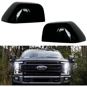 Exterior Door Top Half Tow Mirror Cap Cover for Ford Super Duty 2017-2022 F250 F350 2017-2019 F450 F550 (Glossy Black)