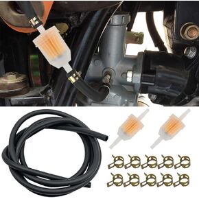 1/4 Inch ID Fuel Line Hose Kits, 6FT Fuel Line + 2Pcs 1/4" x 5/16" Fuel Filters+10Pcs Hose Clamps, Universal Gas Line Hose Kit Fit for Motorcycle Tractor Snow Machine Small Engine