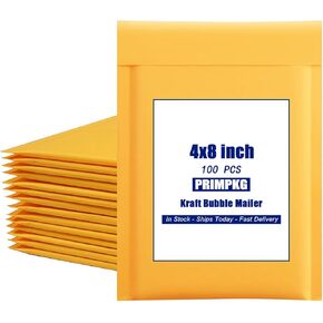 10.5in x 15in Kraft bubble mailer, ziplock mailer, yellow padded envelope, corporate waterproof padded bubble mailer for shipping, mailing, packaging (25PCS)