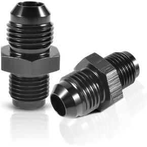 6AN Male to 1/2 x 20 Inverted Flare Thread Adapter Fittings Aluminum Straight Black Pack of 2