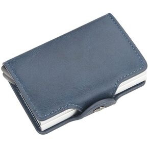 Wallet Credit Card Holder,Pop Up Card Case,RFID Blocking Smart Wallet,Bilayer Wallet Credit Card Holder,Outdoors，Travel，High-capacity 14 Card Capacity | Cash Slot(Leather, Blue)