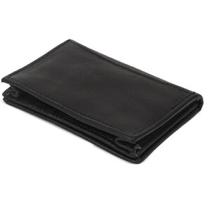 LB LEATHERBOSS New 100% Leather Bi-fold Credit Card Holder Black #70